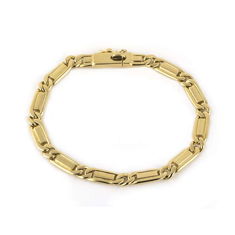 18k Yellow Gold Bar Link Bracelet | Rich Diamonds